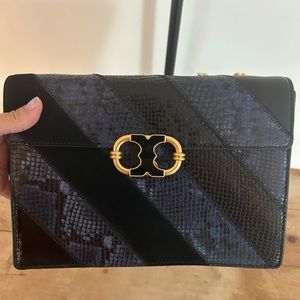 Tory Burch Gemini Blue Snakeskin shoulder bag